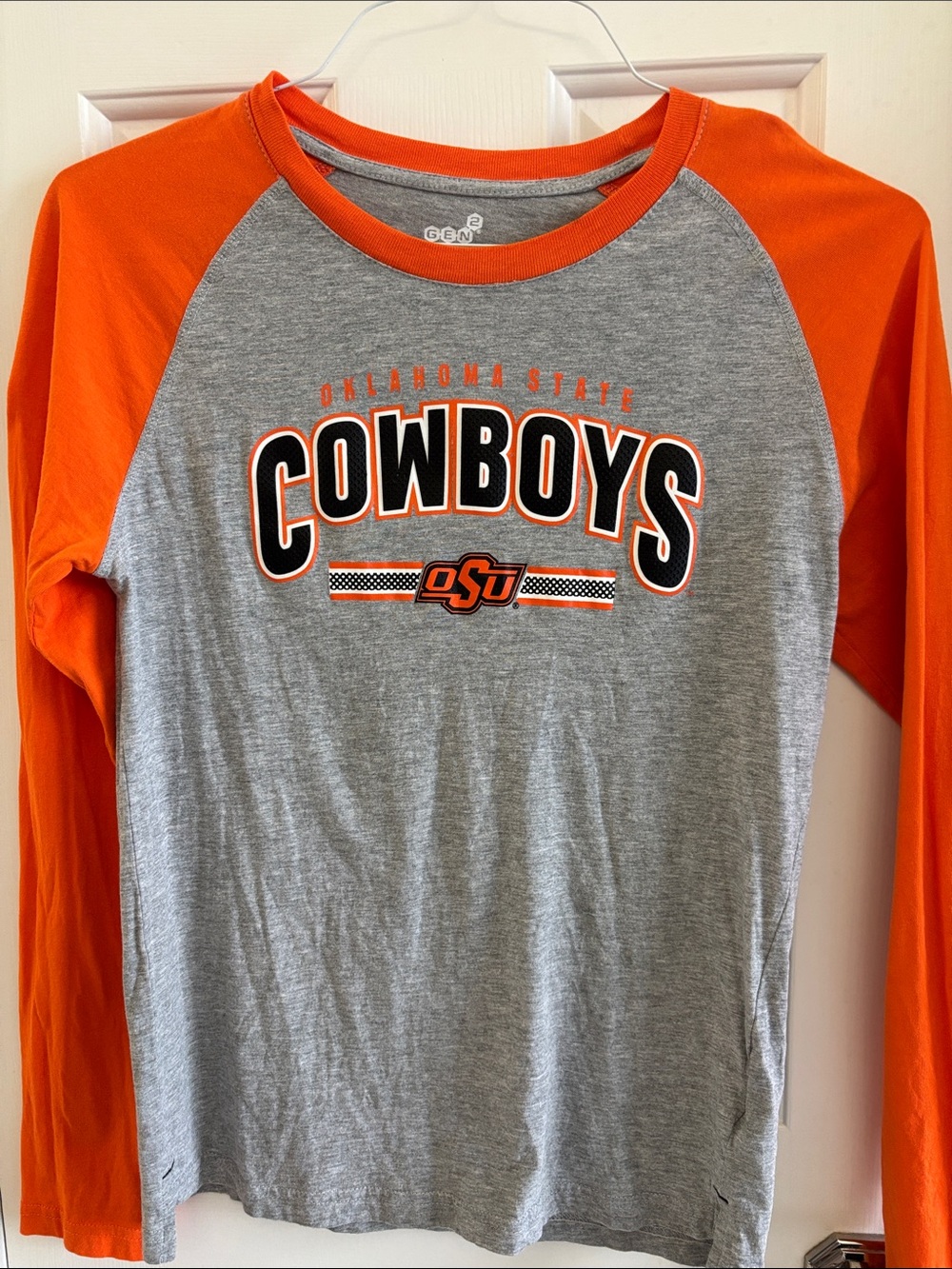 Oklahoma State Cowboys Kids Gray & Orange Long Sleeve Raglan Tee